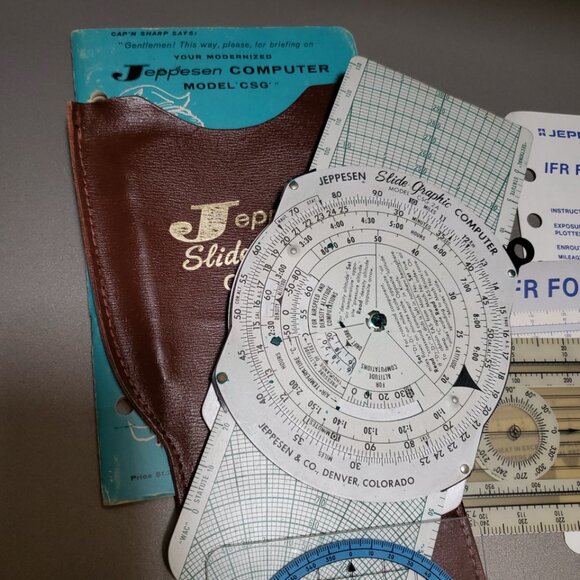 Jeppesen Vtg 3 Pc Computer CSG Slide Air Navigation & Folding & Super Plotter - Picture 4 of 10